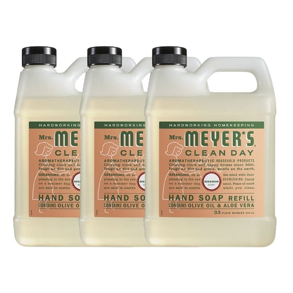 Moisturizing Hand Soap Refill for any Soap Dispenser for Bathroom & Kitchen - Liquid Soap w/ Essential Oils for Hand Wash - Cruelty Free Eco Friendly Products- Geranium Scent in 33 Oz