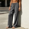 thumbnail image 4 of Pants for Women Women's Wide Leg Pants High Waist Womens Jogging Pants Casual Sweatpants With Pocket Elastic Waist Pants for Workout Running Dark Gray Xxl, 4 of 8