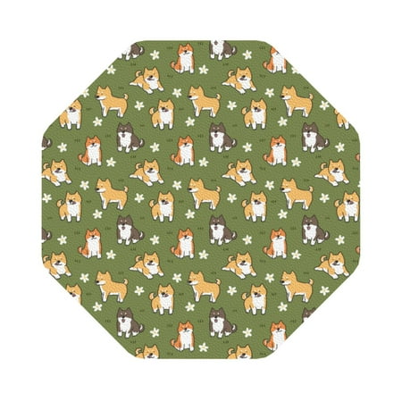 

Disketp Shiba Inu Dog And Flower Funny Coasters 6 Pcs Leather Coasters with Holder Perfect Housewarming Hostess Gifts Protect Furniture from Water Marks Scratch and Damage