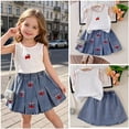 thumbnail image 2 of Toddler Girl Outfits Graphic Print Crew Neck Sleeveless Tank Top And Pleated Skirt 2 Piece Casual Wear Girls' Clothing Sets 3 Years-4 Years, 2 of 7