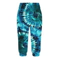 thumbnail image 4 of Casual Capri Pants Women Summer Athletic Tie Dye Print Elastic Waist Sweatpants with Pocket Joggers Fashion Bottoms, Blue, XL, 4 of 7