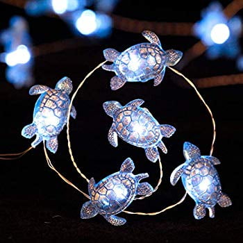Sea Turtle Christmas Festive String Lights, Marine Turtle Ocean Theme Lights Multi Flicker Mode on 10 ft 30 LEDs Battery-Powered with Dimmable Remote for House, Bedroom, Wedding Parties