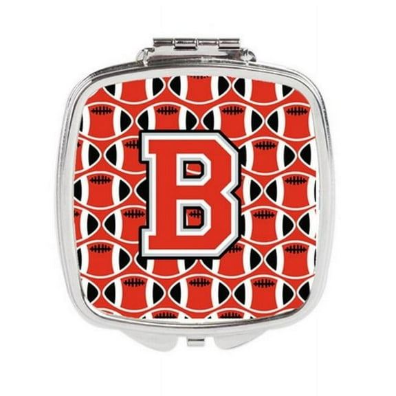 Carolines Treasures  Letter B Football Scarlet & Grey Compact Mirror - Scarlet & Grey - 3in. H x 0.3in. W x 2.75in. L