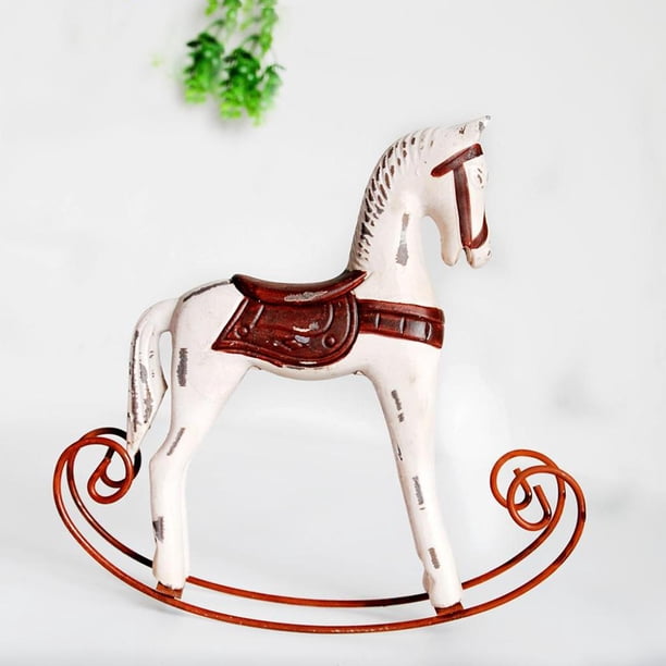 Creativo, Moderno, Simple, Decoración para hogar, Artesanía De Resina, Adornos, Mini Caballo Mecedora, De Decoración Modelo Blanco cálido perfecl Caballo balancín de madera