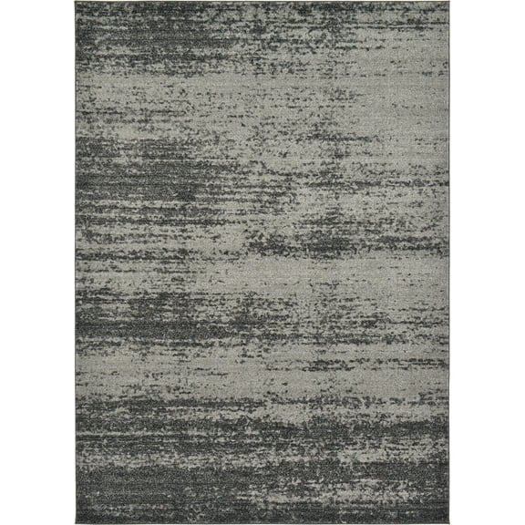 Unique Loom Indoor Rectangular Solid Print Modern Area Rugs Dark Gray/Black, 7' 0 x 10' 0