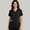 Black, variant on HeedFit Women’s Snap Front Scrub Top, V-Neck, 3 Pockets, Short Sleeve, s, Black