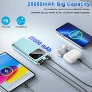 Portable Charger, 20000mah Power Bank, 22.5W Fast Charging Battery Pack with Usb-c/Usb-a Output, Digital Display Portable Phone Charger for iPhone 17/16/15/14/13 Pro Samsung Google LG iPad AirPods