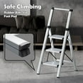 thumbnail image 4 of 3 Step Ladder,Aluminum Lightweight Folding 3 Step Stool with Anti-Slip Wide Pedal, 330lbs Capacity Step Ladder for Household,Kitchen,Office - BlackWoodgrain, 4 of 16