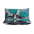 thumbnail image 3 of 3 Pcs Soft Bedding Set, Includes 1 Duvet Cover with Zipper And 2 Pillow Shams,Romantic Rose Turquoise And Grey Queen(90"×90"), 3 of 8