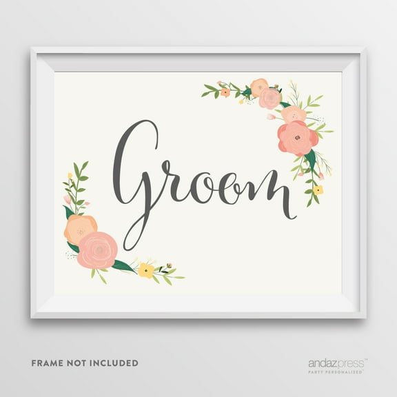 Groom Floral Roses Wedding Party Signs