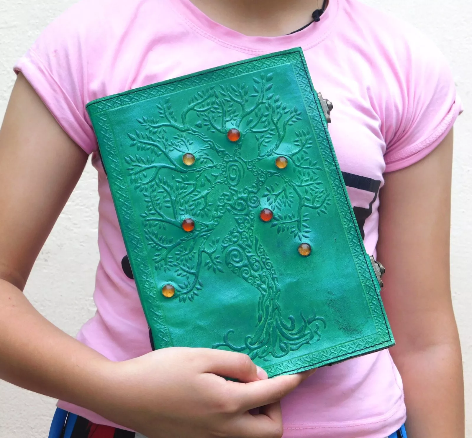 Handcrafted Embossed Tree of Life Design Vintage Leather Bound Journal Energy Reiki Healing Diary Blank Notebook For Men & Women