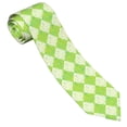 thumbnail image 3 of XMXY Green Leaf Lattice Pattern Mens Necktie Ties , Abstract Grid Formal Bussiness Wedding Party Printed Tie, 3 of 9