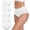White, variant on TEVEQ Women's Cotton Bikini Panties,High-Cut Full Coverage Stretch Cool Underwear for Women Womens High Waisted Bikini Underwear Smooth Underwear Breathable Ladies Beige L