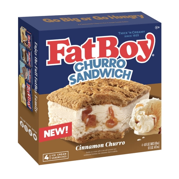 FatBoy Cinnamon Churro Ice Cream Sandwiches, 4 Count