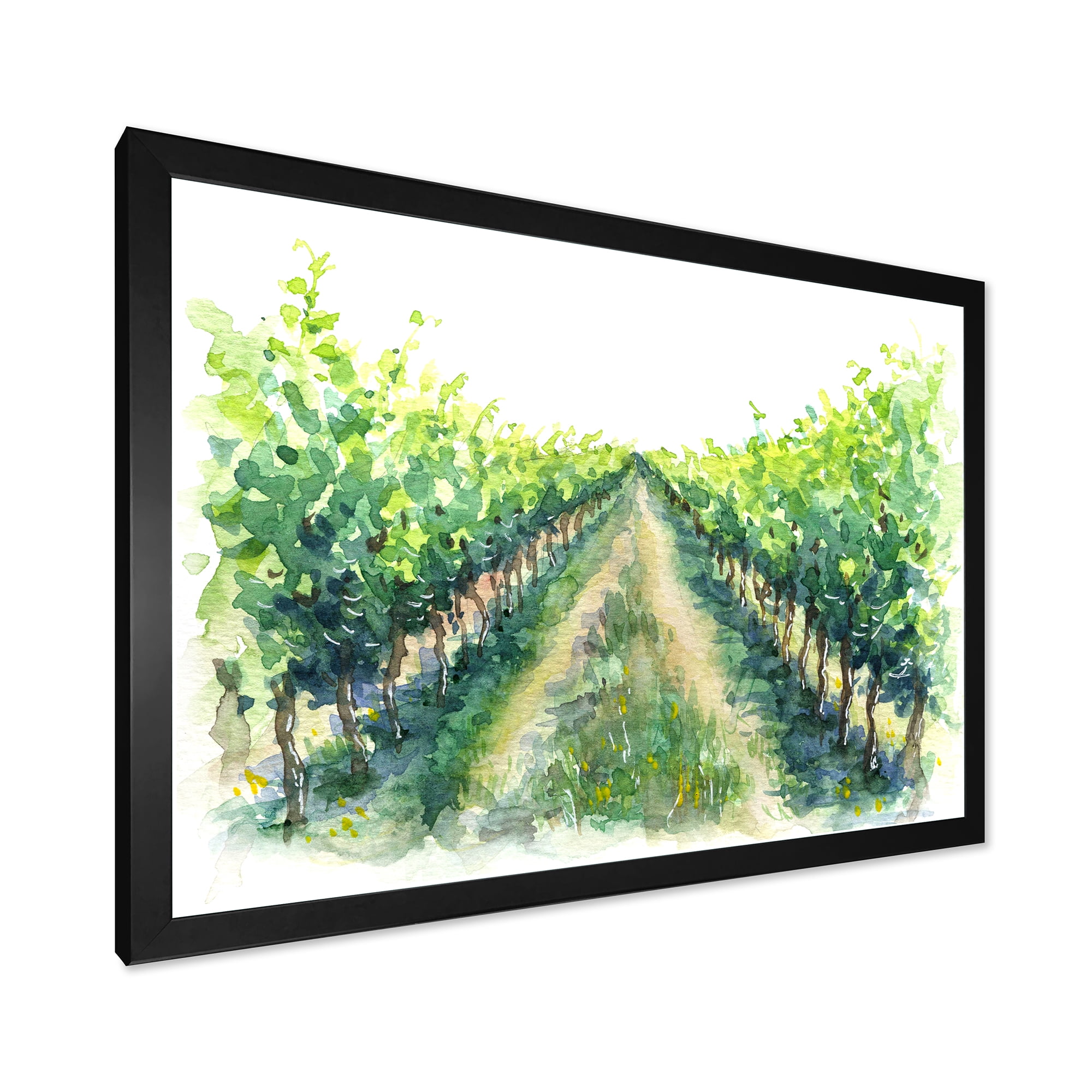 Designart 'Rural Scene Vineyard Path' Traditional Framed Art Print