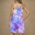 thumbnail image 2 of FAHXNVB Romper for Girls Tie Dye Sleeveless V Neck Jumpsuit Short Outfits with Pocket Summer One Piece Casual Fashion Clothes 5-14 Years, 2 of 4