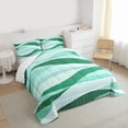 thumbnail image 3 of Castle Fairy Stripes Full Size Comforter Sets Female Men,Green White Bedding Sets, 3 of 8