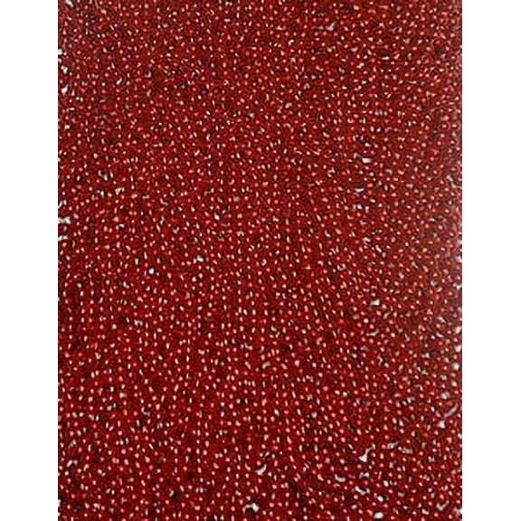 60 Red Mardi Gras Beads Party Favors Metallic Necklaces 5 Dozen Lot