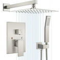 thumbnail image 2 of ANGELES HOME 12" Wall Mounted Shower Faucet Set, Shower System With Square Rain Shower Head and Handheld Shower, Rough in Valve, Hot Cold Water 2.5 GPM,  Brushed Nickel, 2 of 11