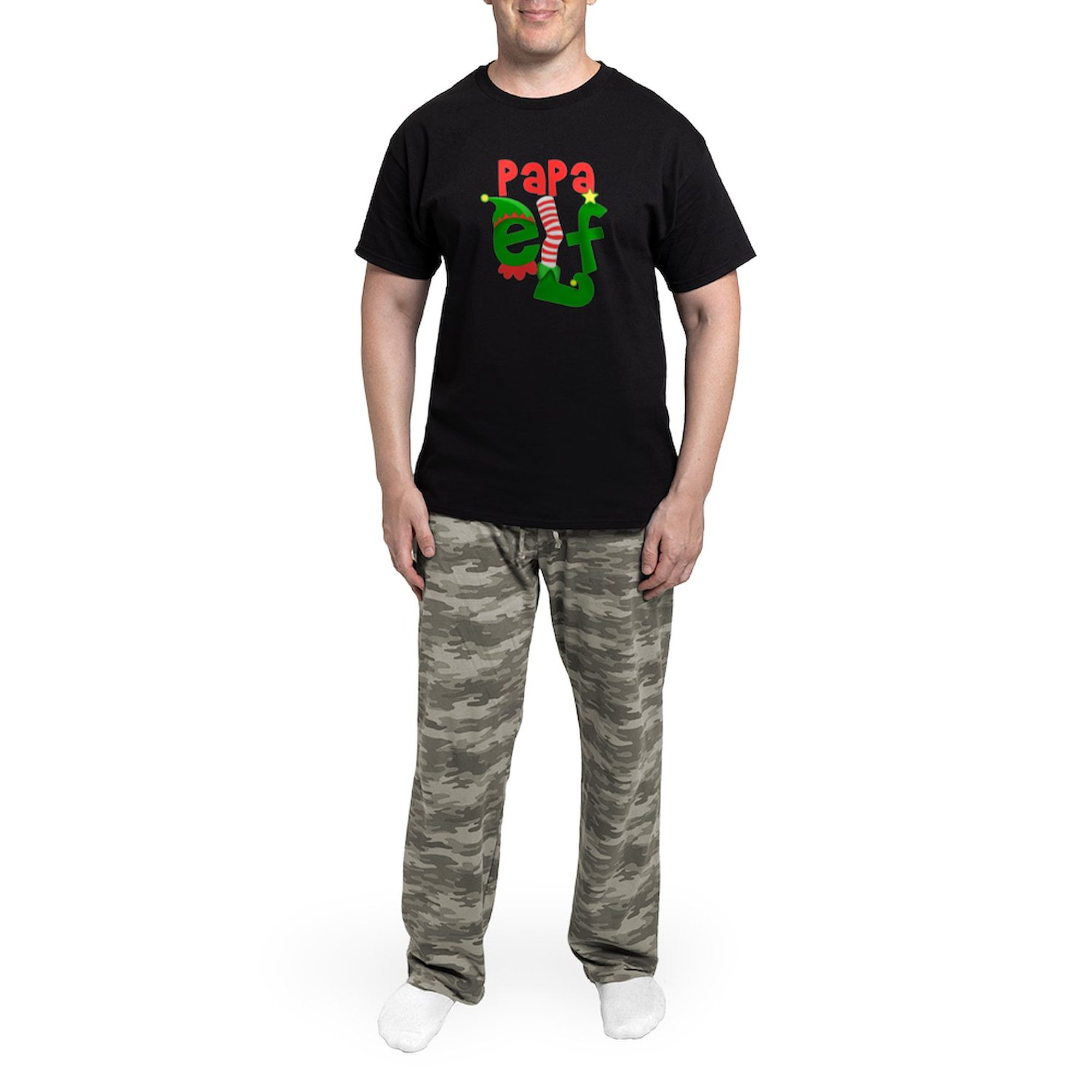CafePress - Papa Elf - Men's Dark Loose Fit Cotton Pajama Set
