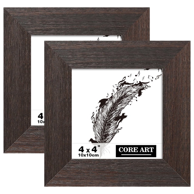 Marco de fotos CORE ART 4x4 de madera marrón rústica, juego de 2