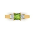 thumbnail image 2 of 1.11ct princess cut green natural peridot 18k yellow gold 3 stone Bridal Wedding Engagement Promise Anniversary Ring for Women size 3.75, 2 of 7