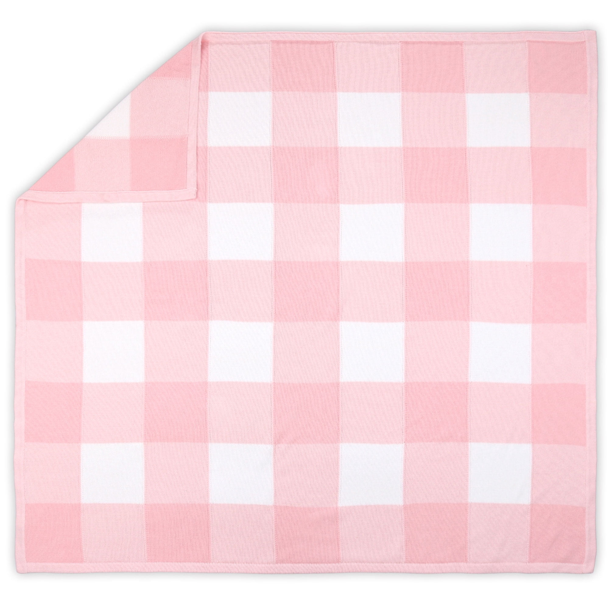 Farmhouse Large Pink and White Check Baby Blanket Rustic Chic 100