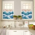 thumbnail image 4 of Abstract Waves Kitchen Curtains and Valances Set, Gradient Spray Orange Blue White Rod Pocket Window Valance 18 Inch Window Curtain Panels for Living Room Bedroom Laundry, 27.5x36in, 3 Pieces, 4 of 7