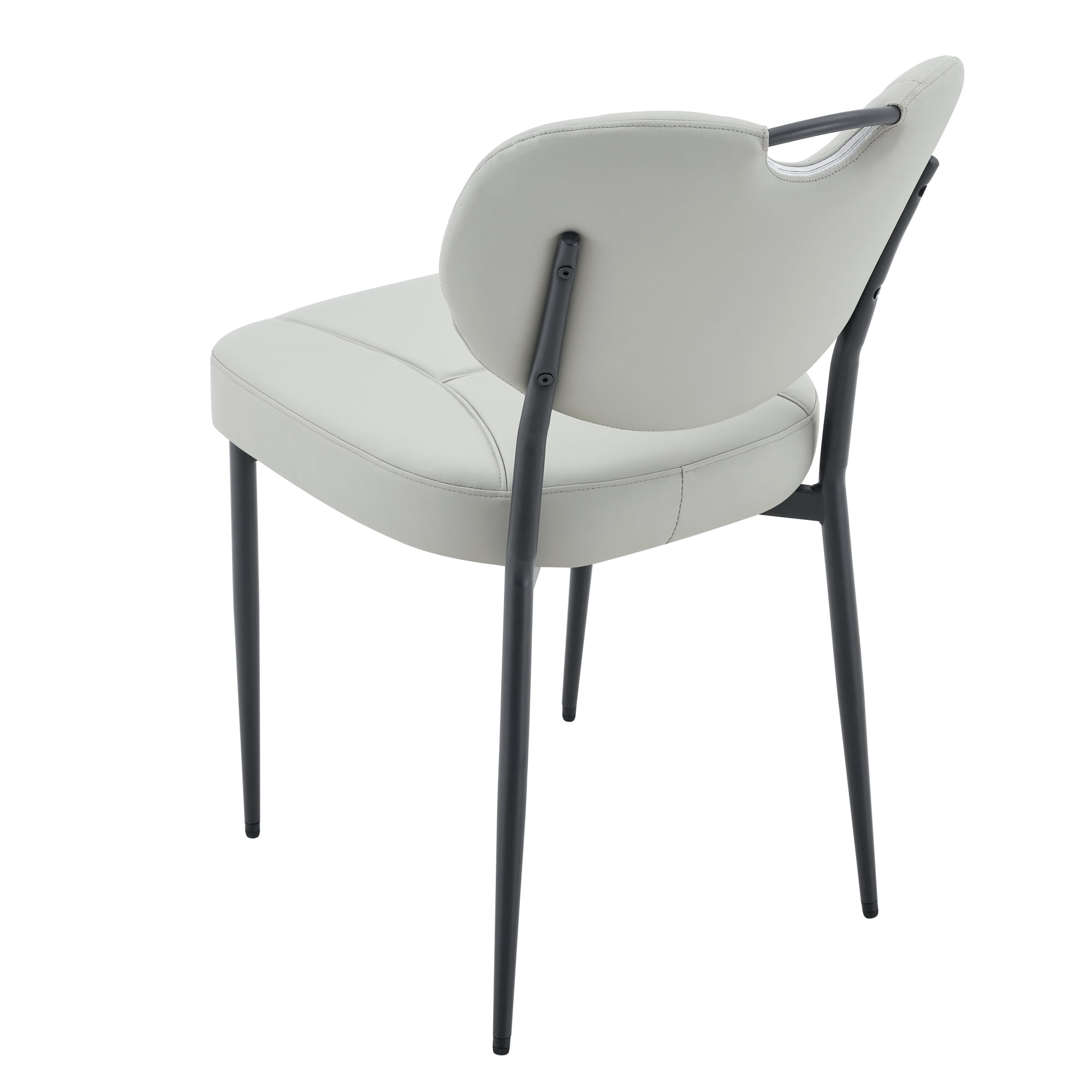 Leumius Dining Chairs Set of 2, Premium Leather Upholstered Dining Room Chairs, High-Resilience Sponge Padding, Metal Legs with Spray Coating Finish for Dining Room Living Room Gray