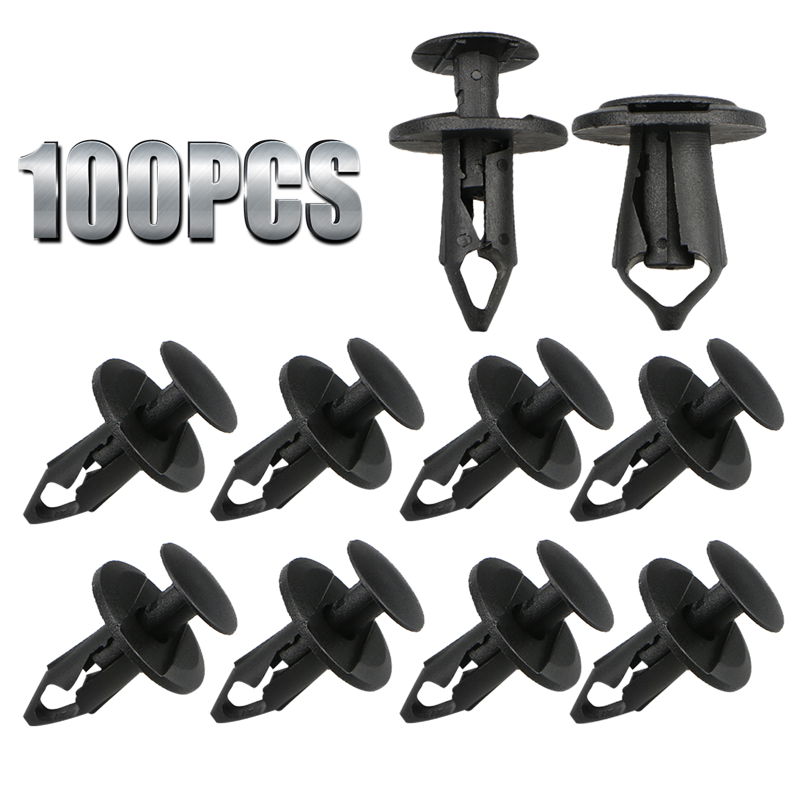 100Pcs Nylon Push Clips Rivet Fastener Black for 56mm Thickness Panel Business & Industrial