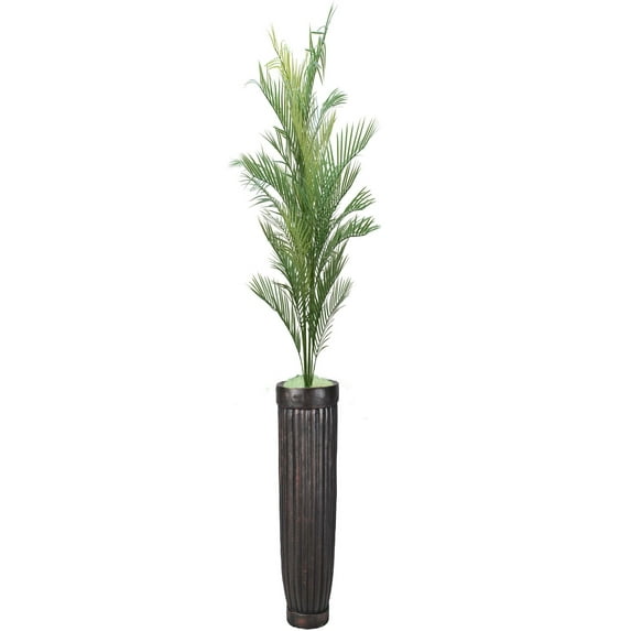 69'' Glow in the dark fake palm tree in a fiberstone planter