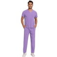 thumbnail image 2 of Niaahinn Scrubs for Men Set – V-Neck Top & Straight Leg Pants Stretch Nursing Uniform Set with Adjustable Waistband and Multiple Pockets, 10 Colors, 2 of 5