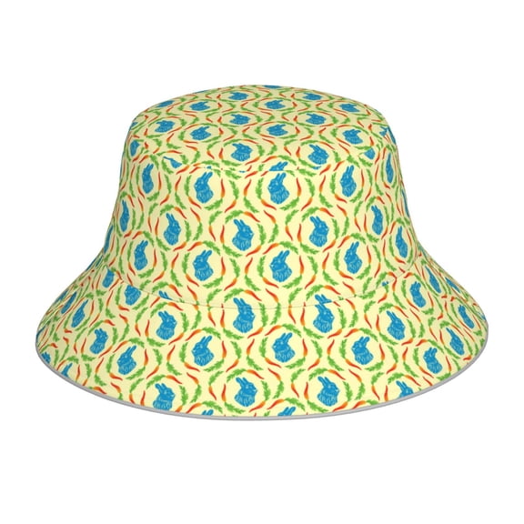 Sikiie Blue Rabbit Reflective Double-Sided Bucket Hat, Sun Hat, for Gardening, Beaching, Camping, Hiking, Fishing