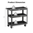 thumbnail image 2 of 3-Layer Black Service Utility Cart, Heavy Duty Cart with Flat Handle, 2 Lockable Universal Wheel, Rolling Tool Cart for Garage, Warehouse and Home, 400 lbs Capacity, 2 of 5