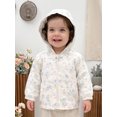 thumbnail image 5 of RUINIXCW Toddler Girl Fall Jacket Flower/Rugby Print Hooded Zipper Long Sleeve Coat, 5 of 8