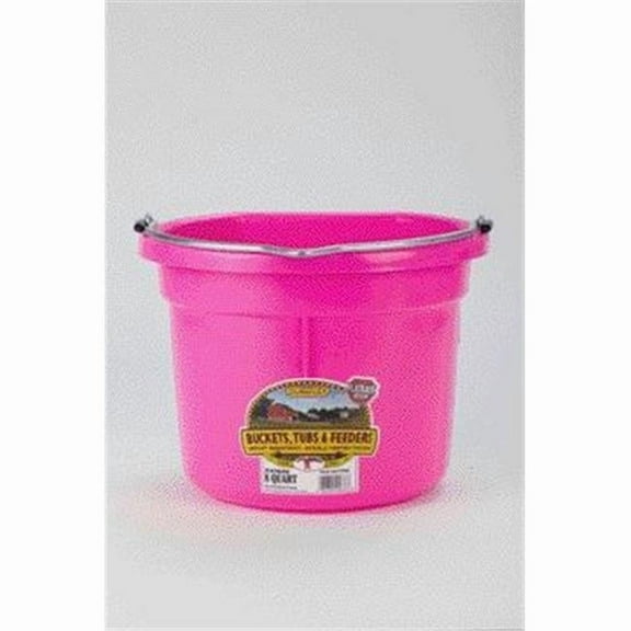 Miller Mfg Co Inc Flat Back Plastic Bucket- Hot Pink 8 Quart - P8FBHOTPINK