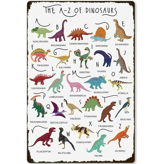 Muchenggift Wall Decoration Types of Dinosaurs Metal Sign