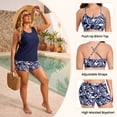thumbnail image 3 of OCEAN BLUES Women's Plus Size Swimwear 3 Piece Swimsuit Set Tankini Top Bathing Suit for Woman Swim Tank Top with Bra Boy Shorts Size 2XL, 3 of 7