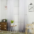 thumbnail image 4 of ZOUSSIQI Gradient Sheer Rod-Pocket Window Curtain Bedroom Balcony Drape (Gray-Blue Gradient) JU316-129921, 4 of 10