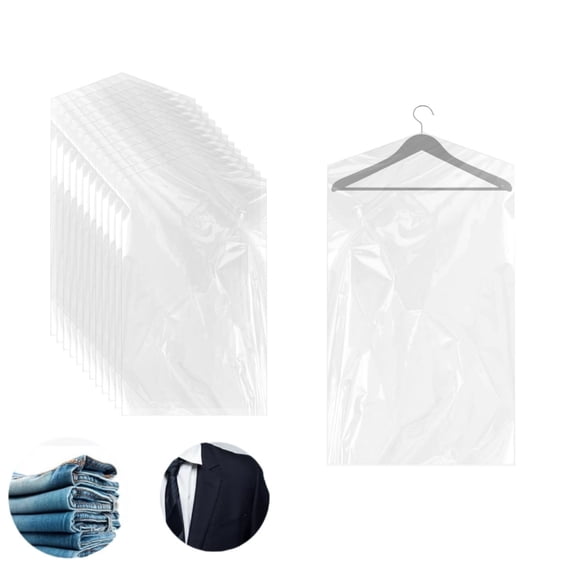 Artrylin Plastic Dry Cleaner Bags,Portable Hanging Dust-Proof Clothing Protector,Durable Hanging Clothes Storage Bags for Travel