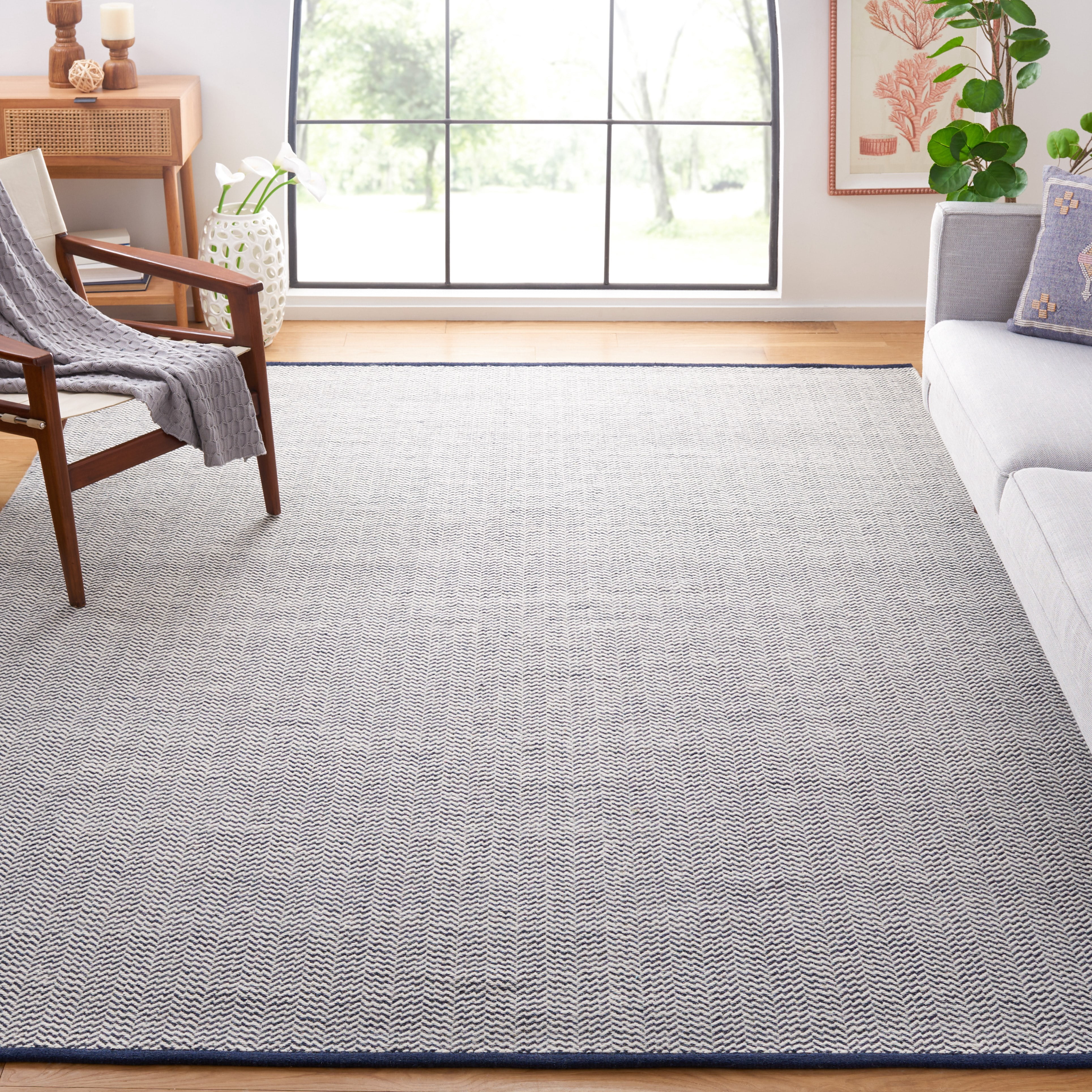 SAFAVIEH Vermont Zavia Chevron Area Rug, Navy/Ivory, 8' x 10'