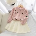 thumbnail image 2 of ZIXKCGDSE Girl Skirt Set Knit Sweater Flower Top and Pleated Skirt Elegant Fall Winter Outfit Size 1-2 Years, 2 of 4
