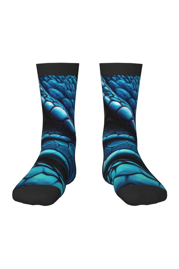 Blue Viper Snake Closeup Face Print Kids Socks For Boys Girls,Grip Crew Socks with Non Slip,Lightweight Stretch Crew Socks,Toddlers Crew Boot Socks