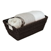 Simplify Small Shelf Rattan Tote Storage Basket in Chocolate