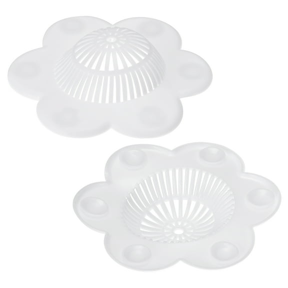 Uxcell Kitchen Sink Strainer Silicone Flexible Drain Sieve Hair Catcher White 2 Pack