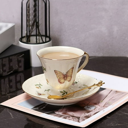 

Unmbo Ceramic Cup And Saucer Set Retro Euro Style Porcelain Breakfast Cup For Tea Cereal Desset Biscuit