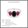 thumbnail image 4 of Gem Stone King 10K White Gold Oval Black Onyx Red Created Ruby and Diamond Accent Three-Stone Engagement Ring | Gemstone Birthstone | 2.30 Cttw (Size 6), 4 of 4
