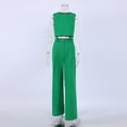 thumbnail image 4 of Baqcunre Women's New Solid Sleeveless Set,O Neck Vest and Wide Leg Trousers Set,Size S-4XL,Outfits for Women,Two Piece Sets for Women,Fall Outfits Women Trendy,Womens Clothes,Color Green, 4 of 6
