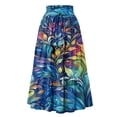 thumbnail image 2 of Women's Bohemian Maxi Skirt, Floral High Waist Drawstring Tiered Skirt, Lightweight Flowy Skirt for Vacation, Beachwear and Festival,Blue,L, 2 of 7