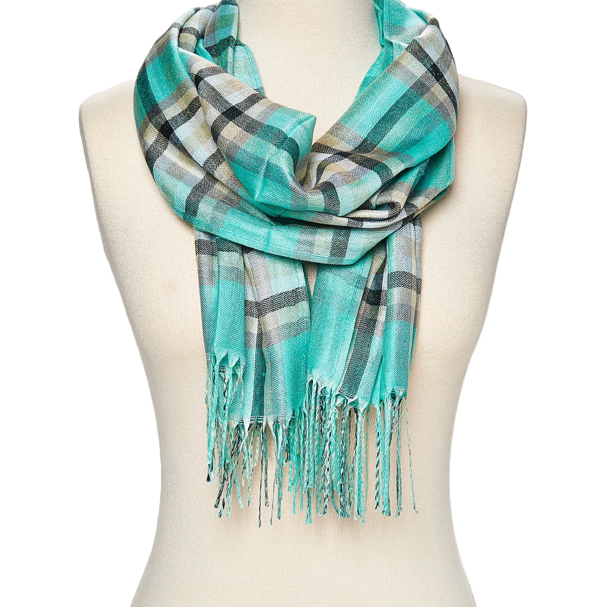 Turquoise Scarfs for Women Plaid Winter Fashion Scarfs for Neck Blacket